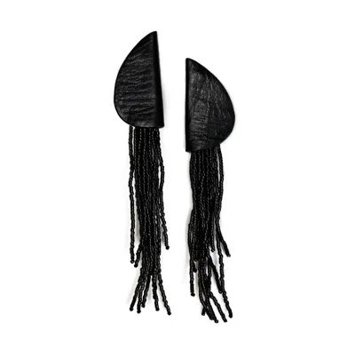 Waiwai Women's Flowline Beaded Dangle Earrings Black
