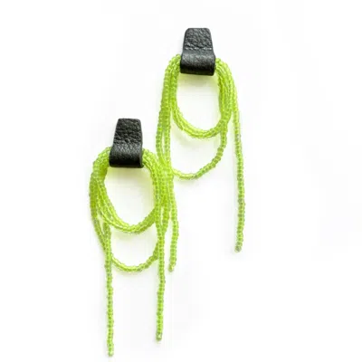 Waiwai Women's Green Bliss Beaded Dangle Earrings Neon