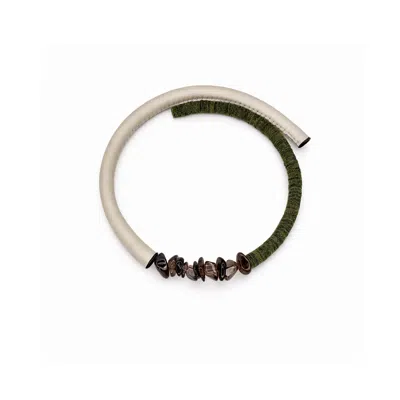 Waiwai Women's Green / White Off White / Moss Choker With Smoky Quartz Crystals In Multi