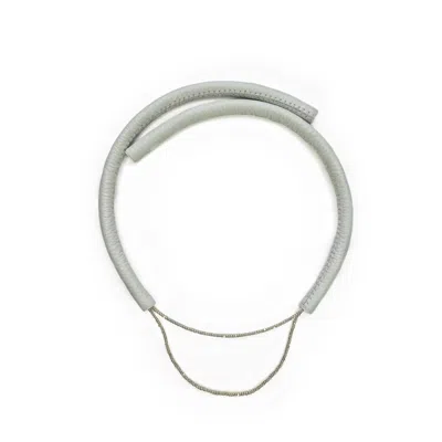 Waiwai Women's Leather Choker With Glass Beads White