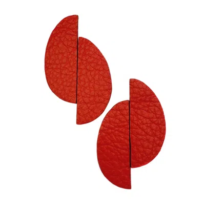 Waiwai Women's Red Echo Statement Leather Earrings