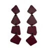 Waiwai Women's Red Geometric Cascade Leather Earrings Burgundy