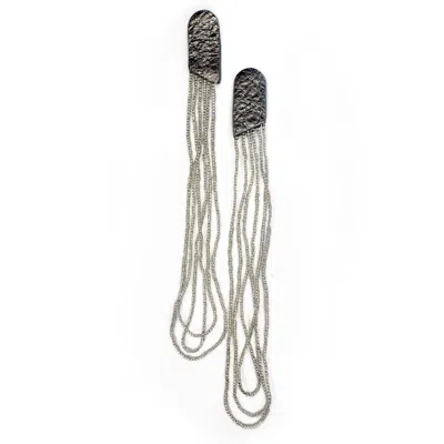 Waiwai Women's Silver Lyra Beaded Leather Earrings