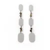 Waiwai Women's White Capsule Dangle Earrings With Pyrite Crystals In White