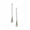 Waiwai Women's White Dewfall Leather Drop Earrings With Glass Beads