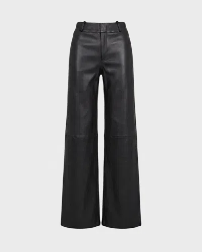 Wakakuu Icons Flare Leather Stretch Trousers Svart In Black