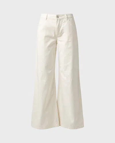 Wakakuu Icons Flared Cotton Trousers Welsh In Offwhite