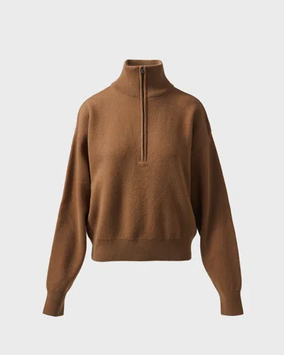 Wakakuu Icons Macy Zip Wool Sweater In Camel