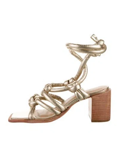 Pre-owned Wal & Pai Leather Gladiator Sandals In Gold