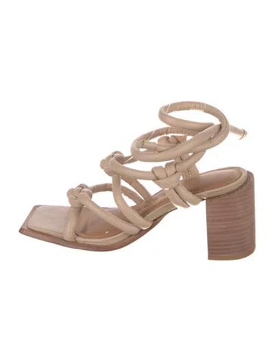 Pre-owned Wal & Pai Leather Gladiator Sandals In Neutral