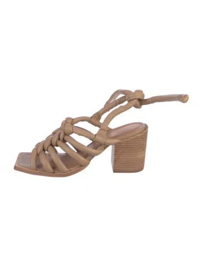 Pre-owned Wal & Pai Leather Gladiator Sandals In Neutral