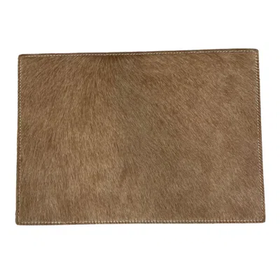 Walco Hair On Leather Placemats Set Of 6 In Tan/brown