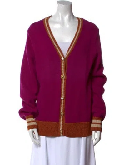 Pre-owned Wales Bonner Alpaca V-neck Sweater In Purple