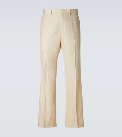 Wales Bonner Alto Satin-trimmed Flared Pants In White