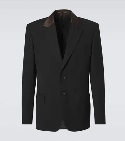 Wales Bonner Alto Satin-trimmed Virgin Wool Blazer In Black