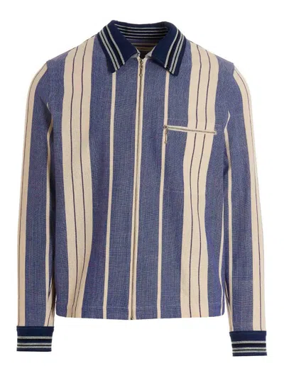 Wales Bonner Atlantic Striped Zipped Jacket In Blue White