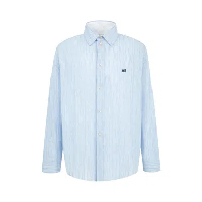 Pre-owned Wales Bonner Atlantic Shirt 'cornflower Blue/white' | Men's Size 50