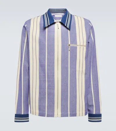 Wales Bonner Atlantic Striped Zipped Jacket In Blue White