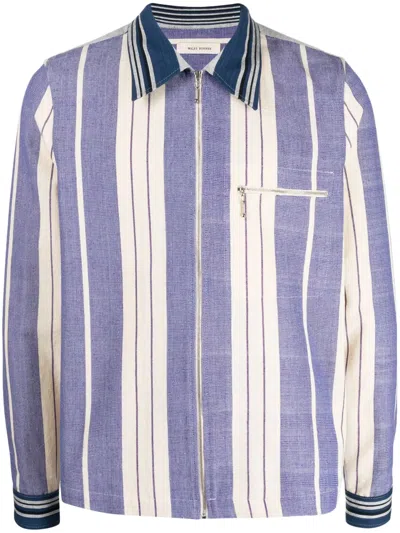 Wales Bonner Atlantic Striped Zipped Jacket In Blue White