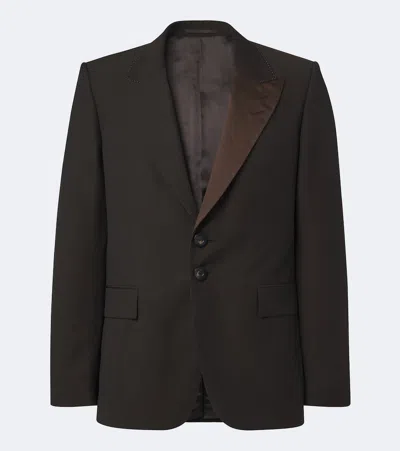 Wales Bonner Atto Satin-trimmed Virgin Wool Blazer In Black