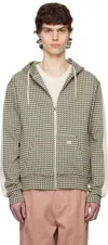 Wales Bonner Power Hooded Cotton-blend Sweatshirt In Beige/dark Green/bro