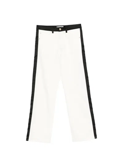 Wales Bonner Belt-loop Logo-patch Trousers In White