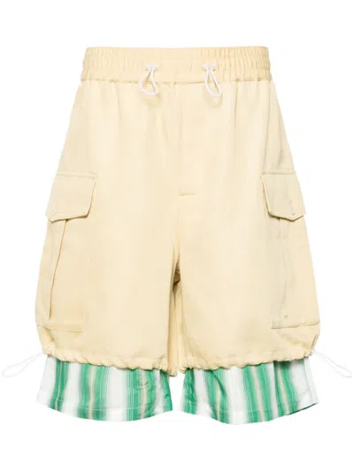 Wales Bonner Layered Twill Cargo Shorts In Yellow