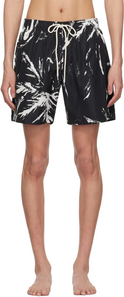 Wales Bonner Bermuda The Althea In Viscose Printed In Black & White