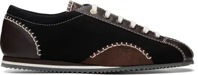 Wales Bonner Paris Suede-trimmed Leather And Canvas Sneakers In Black