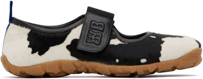 Wales Bonner Black & Off-white Mary Jane Flat Sneakers In 101n White/black