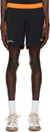 Wales Bonner Contrast Panel Jersey Shorts In Black / Orange