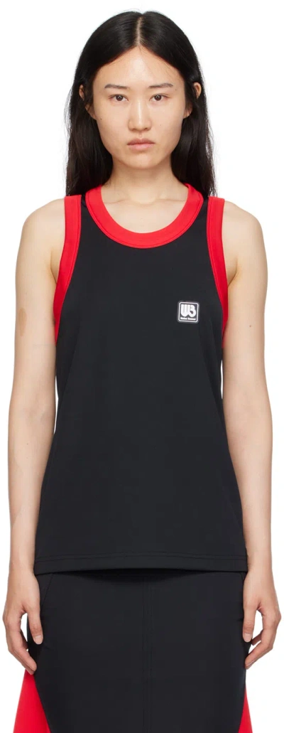 Wales Bonner Black Diop Tank Top In Black/red