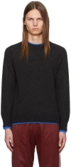 Wales Bonner Black Steady Knit Sweater In Charcoal/bright Blue