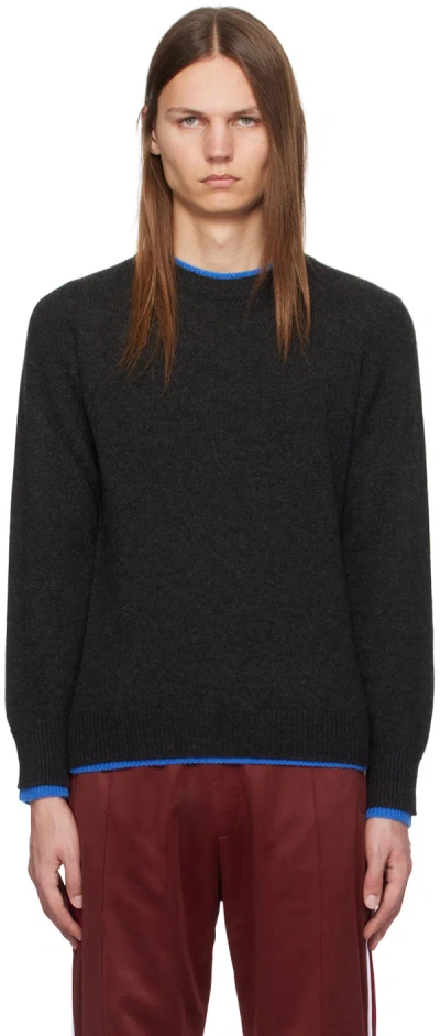 Wales Bonner Black Steady Knit Sweater In Charcoal/bright Blue
