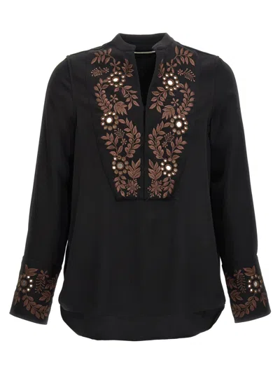 Wales Bonner Black V Neck Top