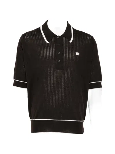 Wales Bonner Blessings Logo-embroidered Merino Wool Polo Shirt In Black