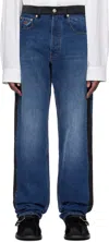 Wales Bonner Blue & Black Echo Jeans In Indigo