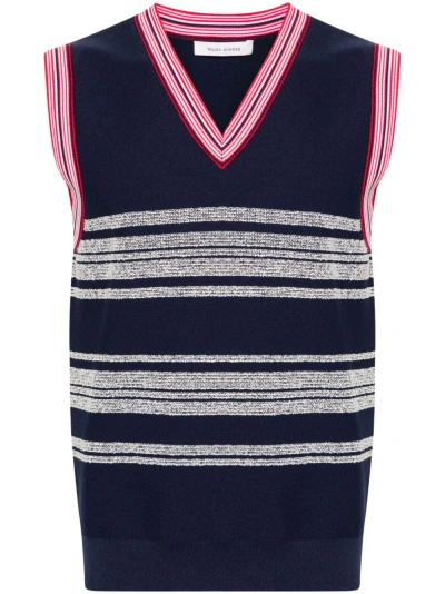 Wales Bonner Shade Knit Vest In Blue