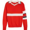 Wales Bonner "serenity" Crew Neck Sweater In Red/white