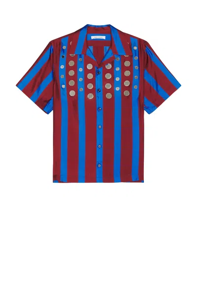 Wales Bonner Breeze Bowling Shirt In Red & Blue