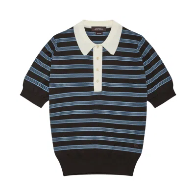Pre-owned Wales Bonner Breeze Polo 'dark Brown/blue/ivory' | Men's Size L