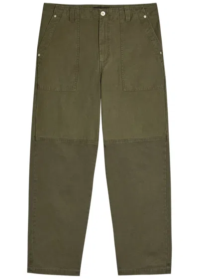 Wales Bonner Brixton Panelled Tapered-leg Trousers In Green