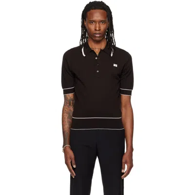 Wales Bonner Blessings Logo-embroidered Merino Wool Polo Shirt In Black
