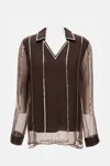 Wales Bonner Women Brown Organza Shirt, L Luxury Shirts For Women Darveys In Brown
