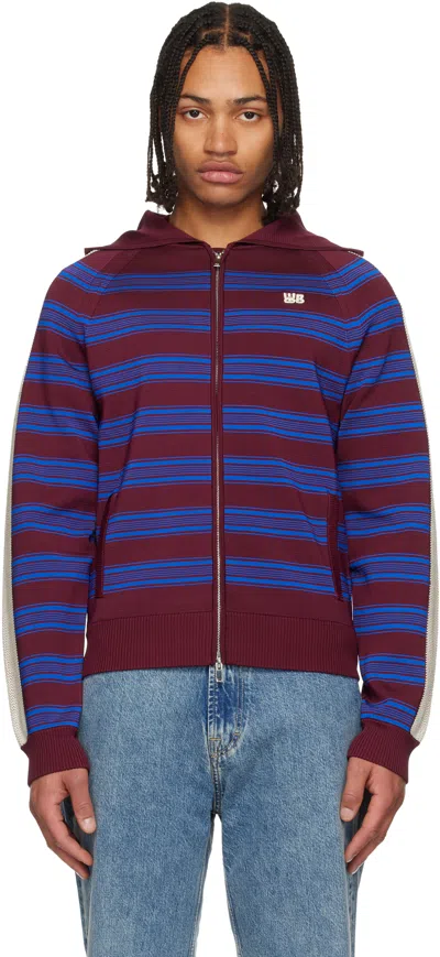 Wales Bonner Burgundy 'the Music Knit' Hoodie