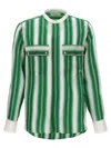 Wales Bonner Cadence Silk Shirt Green And Ivory