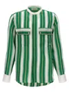 Wales Bonner Cadence Silk Shirt Green And Ivory In Green