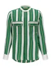 Wales Bonner Cadence Silk Shirt Green And Ivory In Multicolor