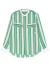 Wales Bonner Cadence Silk Shirt Green And Ivory In Green