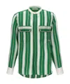 Wales Bonner Cadence Silk Shirt Green And Ivory In Green